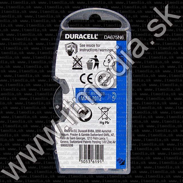 Image of Duracell battery PACK (6-set) No. 675 (DA675N6) (IT4894)